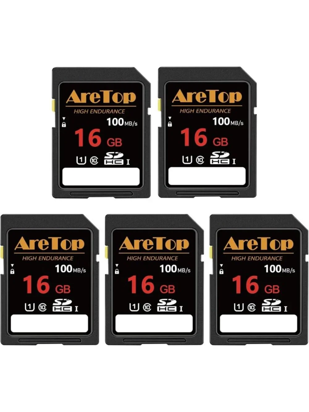 16GB SD Card 5 Pack, UHS-I Class 10 High-Speed Memory Cards for Cameras & More